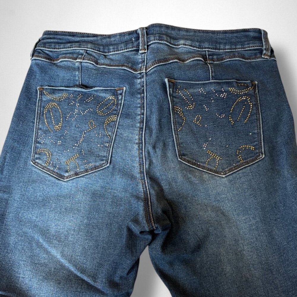 Bebe Embellished Blue Skinny Jeans 30